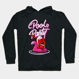 Christmas Santa Claus Flamingo Float Pool Party Gift Hoodie